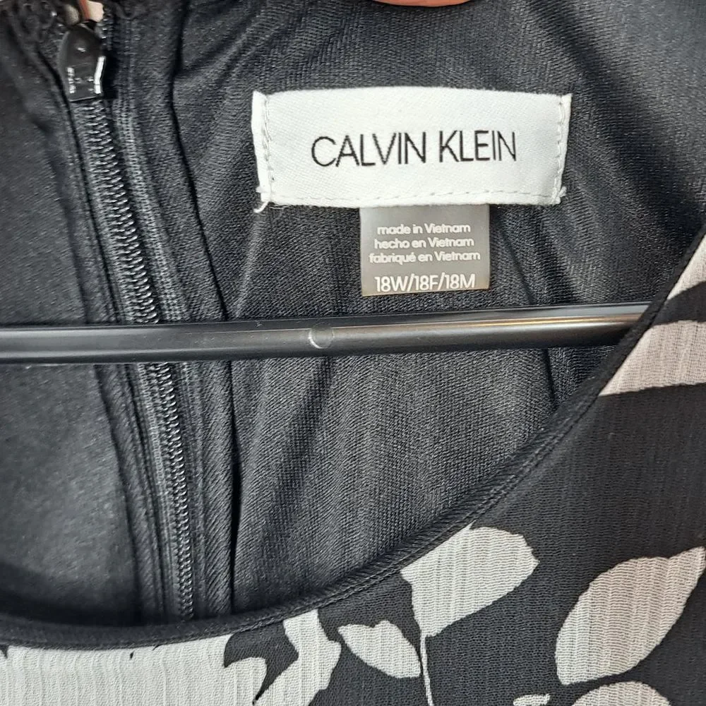 Calvin Klein Floral-Print Chiffon Handkerchief-Hem Midi Dress size 18W - Picture 9 of 12